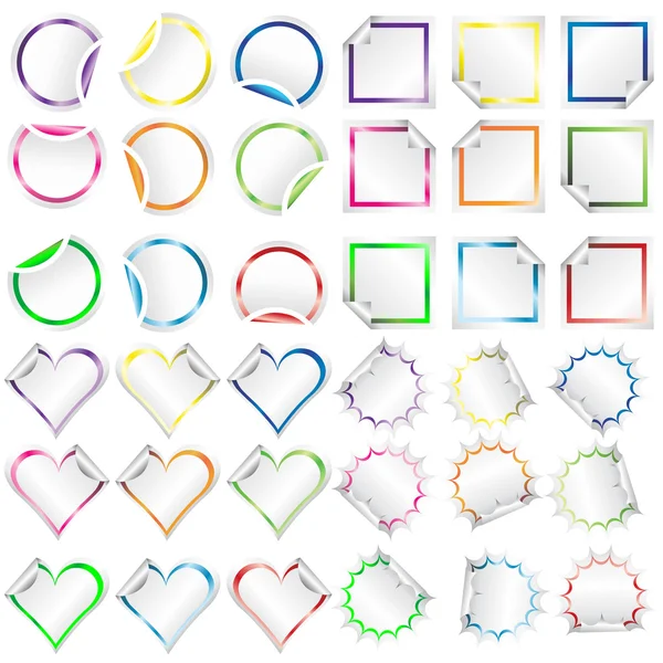 Adesivos com bordas coloridas com formas diferentes — Fotografia de Stock