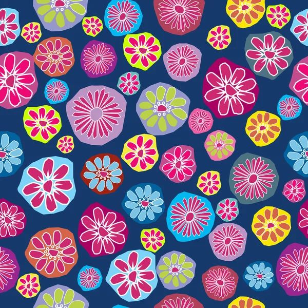Floraler Hintergrund, nahtloses Muster mit farbigen Blumen — Stockfoto