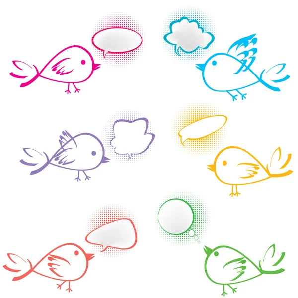 Group of birds with chat bubbles — Stock Photo, Image