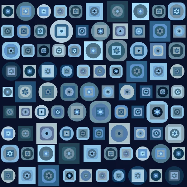 Blauer Hintergrund mit geometrischen Formen und Blumen — Stockfoto