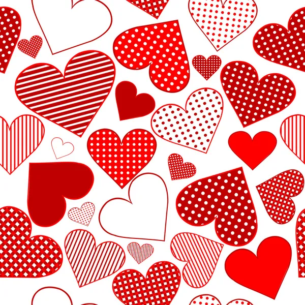 Naadloze patroon achtergrond met rode gestileerde harten — Stockfoto