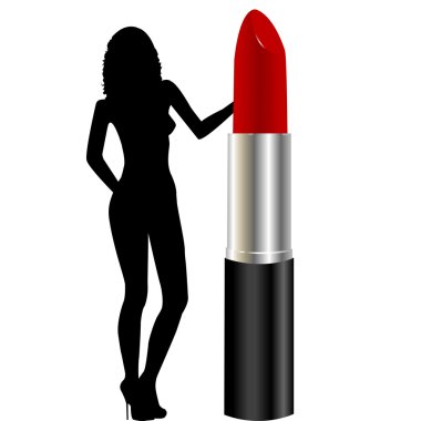 Sexy woman silhouette with red lipstick clipart