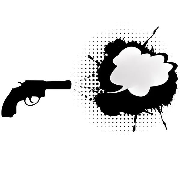Black gun with chat bubble — Stock Photo, Image