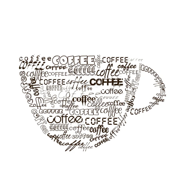 Cup of coffee with different fonts — Stock Photo, Image