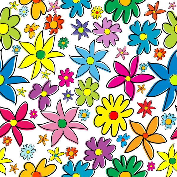 Seamless pattern with colored stylized flowers — Stock Photo, Image