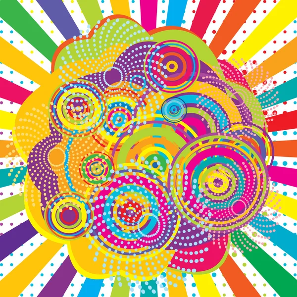 Fundo abstrato com sunburst colorido e círculos — Fotografia de Stock