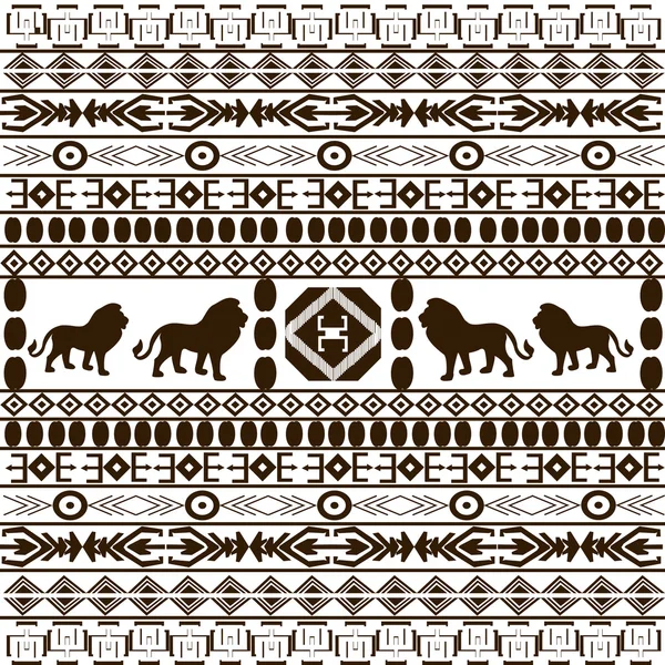 Arrière-plan avec motifs ethniques africains et silhouettes d'animaux — Photo