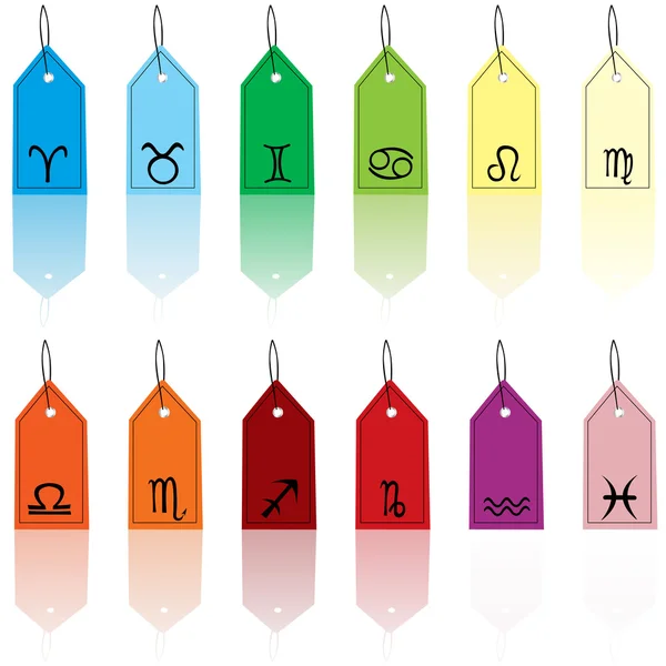 Étiquettes colorées avec signes zodiacaux — Photo