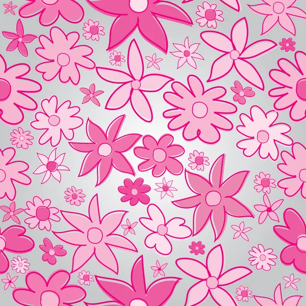 Pink stylized flowers on grey backgorund — Stock Photo, Image