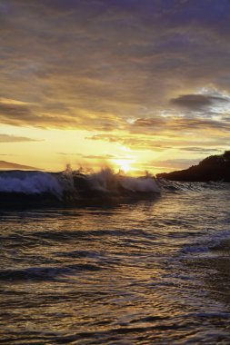 Sunset at makena beach clipart