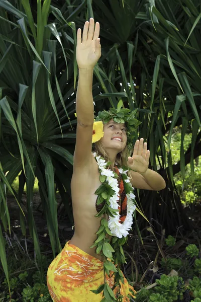 stock image Hawaiian hula danced by a teenage girl