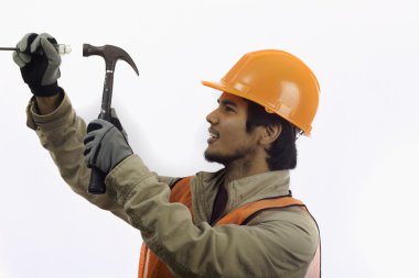 Asian hard hat worker clipart