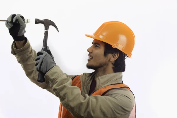 Asian hard hat worker — Stock Photo, Image