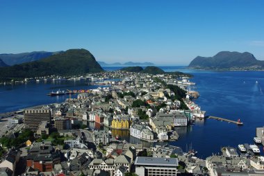 Aerial view of the sity Alesund, Norway clipart