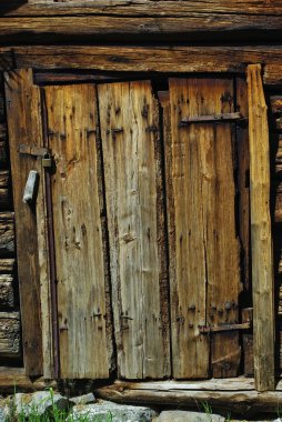 Close-up image of ancient wooden door clipart