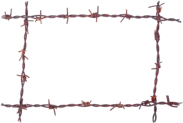 Rusty barbed wire frame — Stock Photo, Image