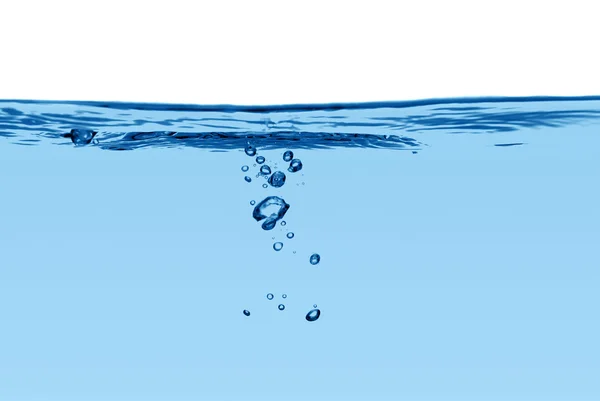 Blue water line with air bubbles — Stock Photo, Image