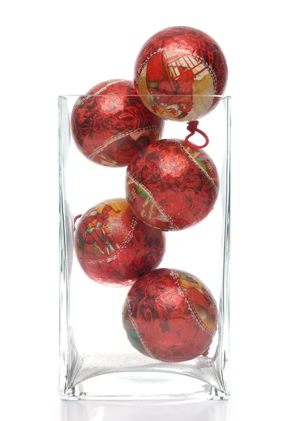 Palline decorative natalizie in vaso di vetro — Foto Stock