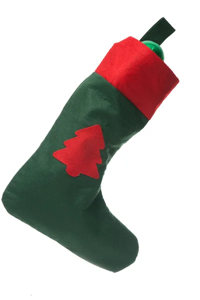 Santas gröna och röda strumpan — Stockfoto