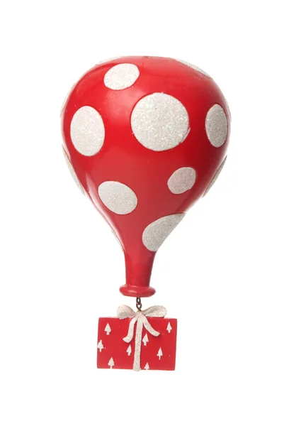 Red gift with balloon — Stock Photo, Image