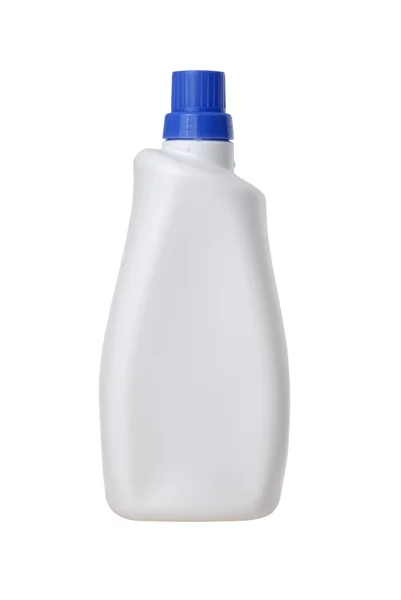 White plastic bottle blue cap — Stock Photo, Image