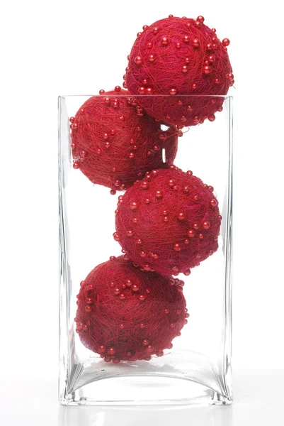 Christmas decorative balls in glass jar — Stock Photo, Image