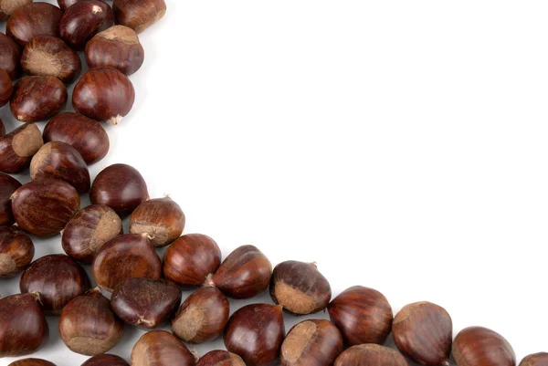 Chestnuts Background Isolated White Background — Stock Photo, Image