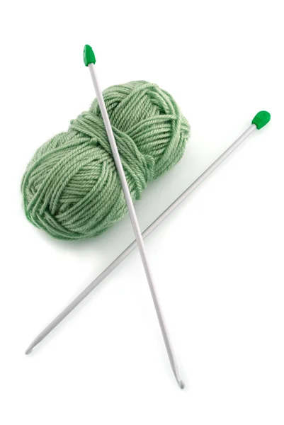 Groene breien wol — Stockfoto