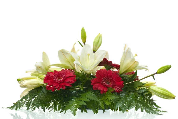 Détail Table Bouquet Fleurs Sur Fond Blanc — Photo