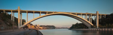 Panoramic view of Ponte da Arrabida Bridge in Porto, Portugal. clipart