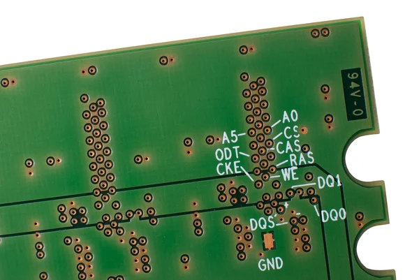 Detalhe da placa de circuito de chip de memória — Fotografia de Stock