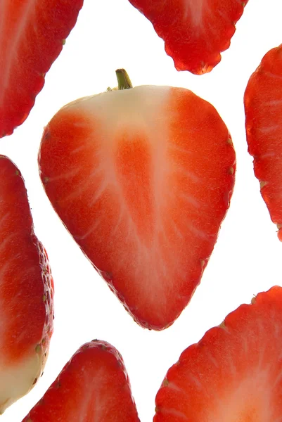 Strawberry Cut Segments Isolated White Background — Stock Photo, Image