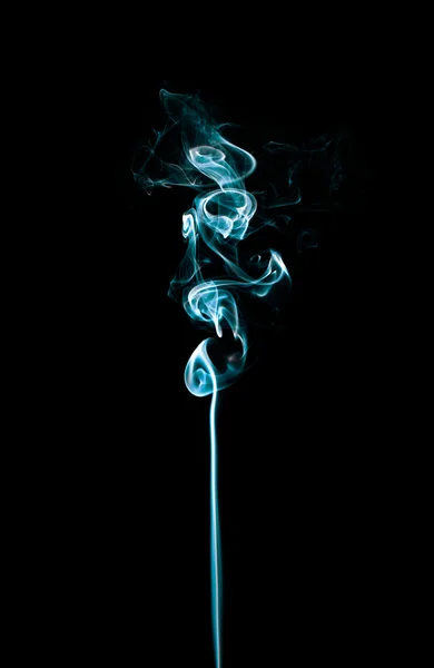 Blue Stream Smoke Isolated Black Background — Stock Photo, Image