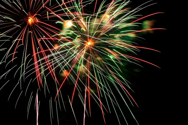 Firework Streaks Night Sky Celebrations — Stock Photo, Image