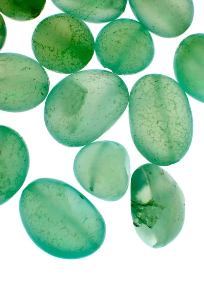 Verde Avventurina Collana Braccialetto Perline Sfondo Isolato Sfondo Bianco — Foto Stock