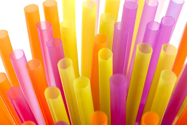 Color Vivid Drinking Straws Background White Background — Stock Photo, Image
