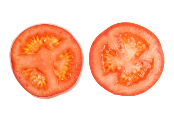 Tomatenscheiben Isoliert Auf Weißem Hintergrund — Stockfoto