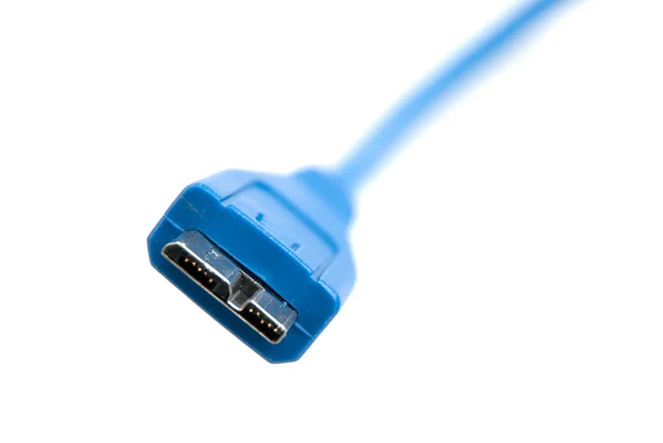 Blue Computer Usb Cable Isolated Background — Zdjęcie stockowe