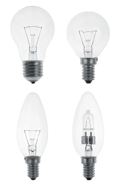 四个灯泡在白色背景上孤立 — 图库照片
