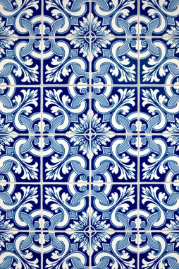 Blue tiles detail of Portuguese glazed clipart