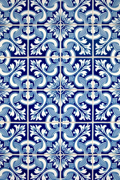 Blue tiles detail of Portuguese glazed — Stock Photo, Image