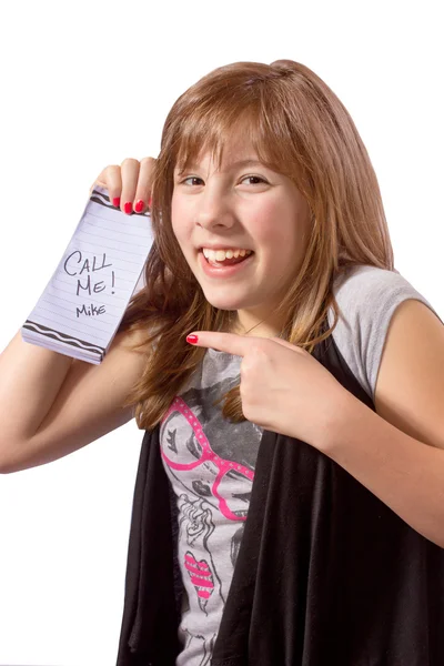 Girl with Note — Stock Photo, Image