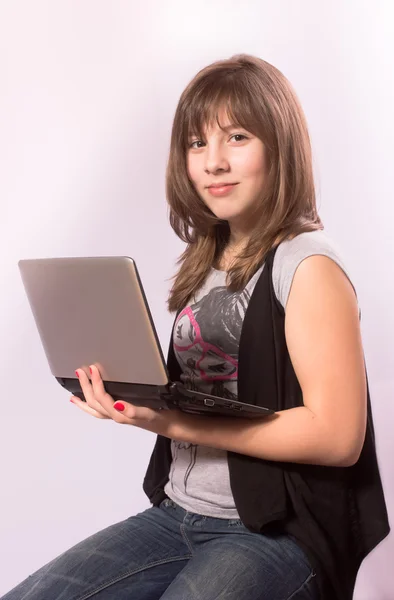 Girl with Laptop — Stock Photo, Image