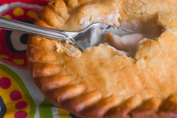 Delicious Image Hot Chicken Pot Pie Fork — Stock Photo, Image