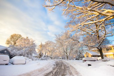 Snowy American Neighborhood clipart