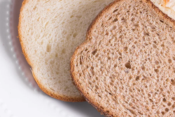 Plátky Bílé Pšeničný Chléb Bílé Misky — Stock fotografie