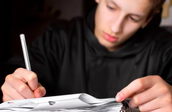 Teenage Boy Doing School Work — Stock Photo, Image
