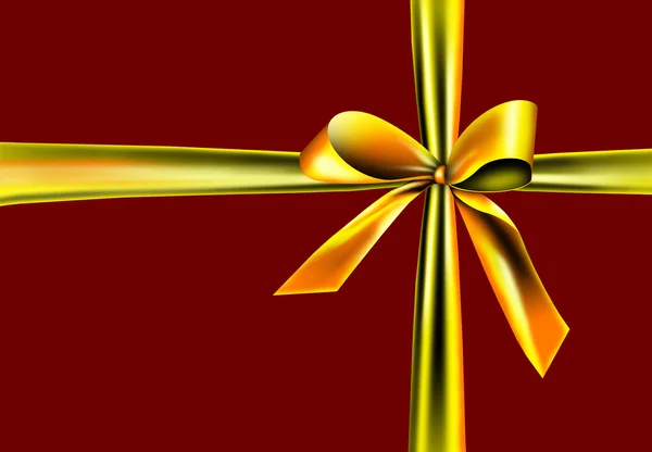 Golden ribbon on a red background — Stock Photo, Image