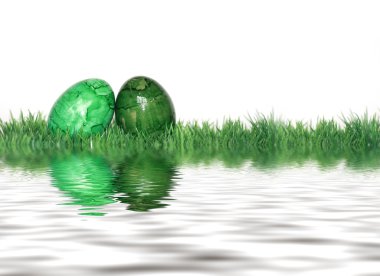 Green easter eggs clipart