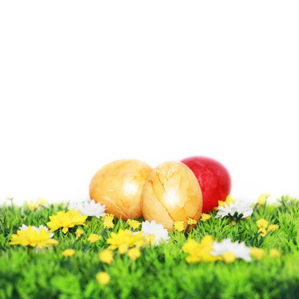Yellow and red Easter eggs — Stock Photo, Image